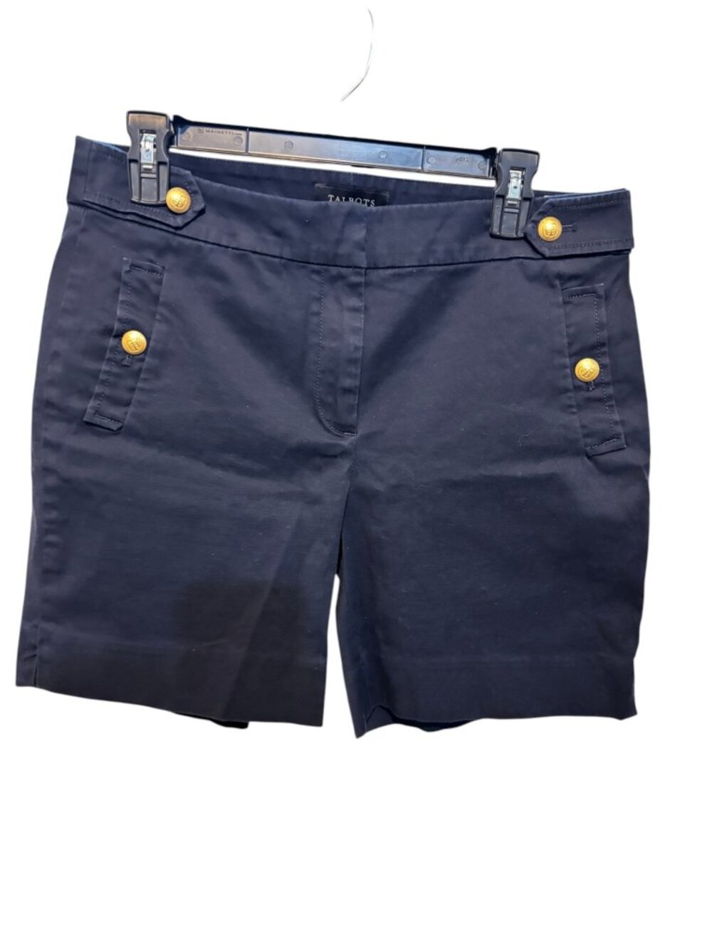 Talbots Navy Blue Gold Button Cotton Bermuda Shorts